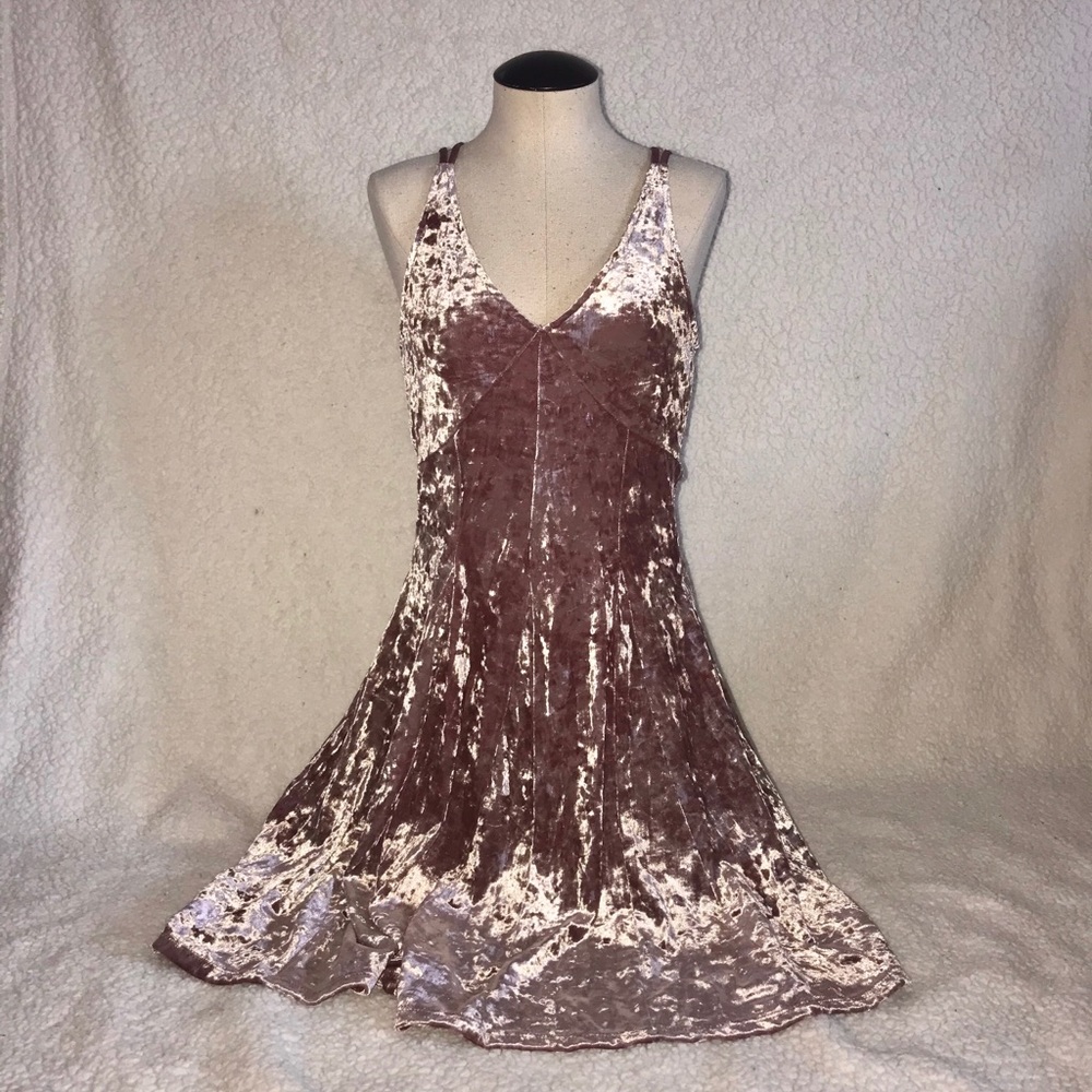 American Eagle Purple Crushed Velvet Skater Dress